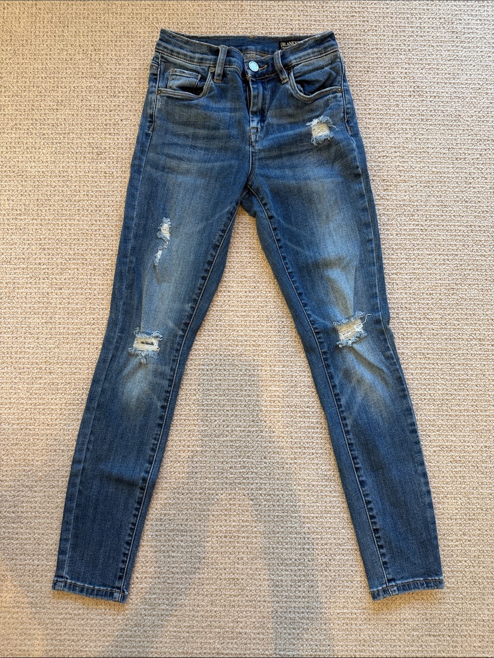 Blank NYC Women's Skinny Jeans - Blue Distressed Wash